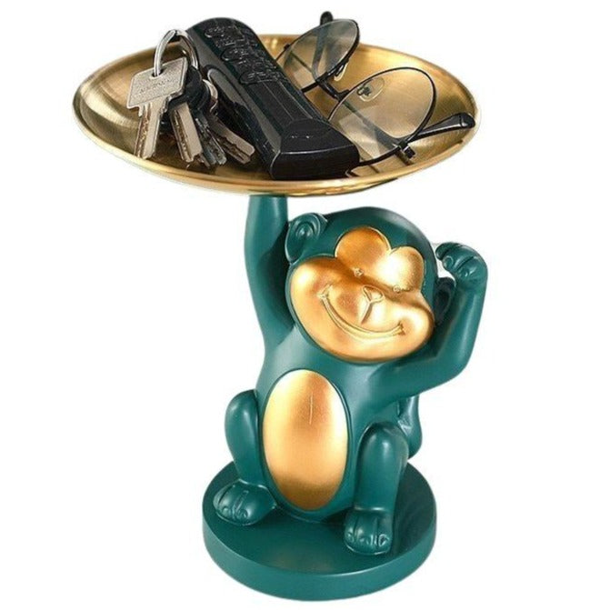 statue-singe-assiette-vert
