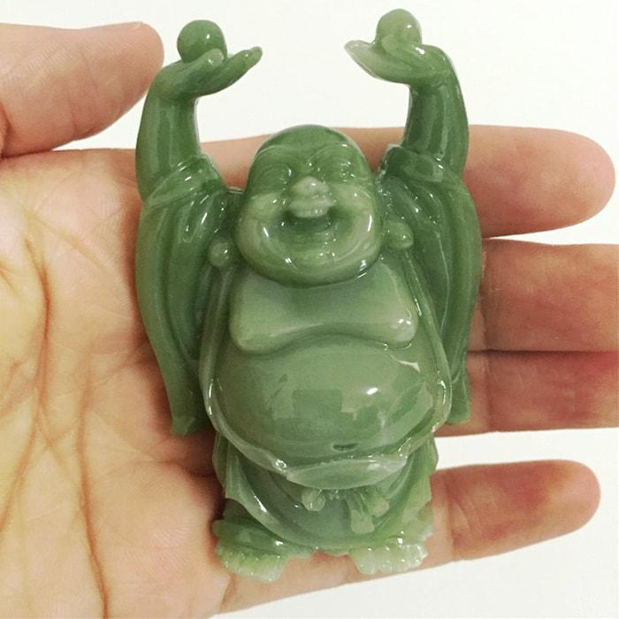 Statue Bouddha Rieur en Jade — Édition Signature