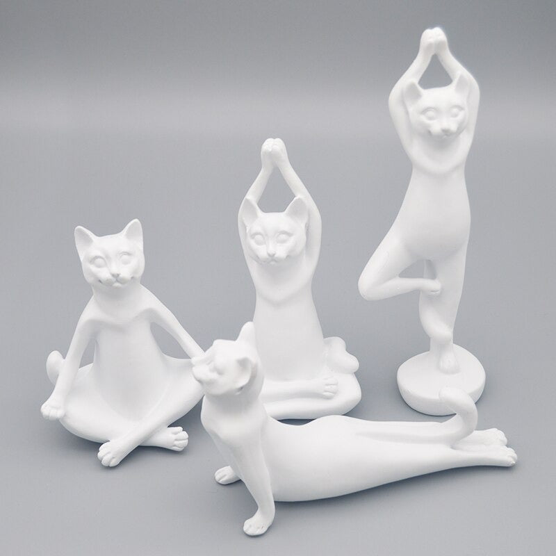 Statue YogaChat — Zen félin