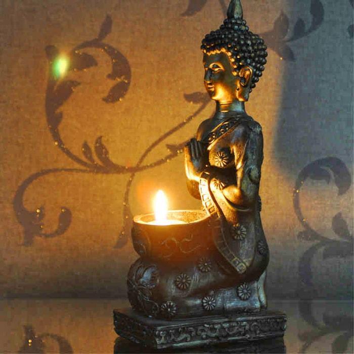 Statue Bouddha avec Bougie Zen