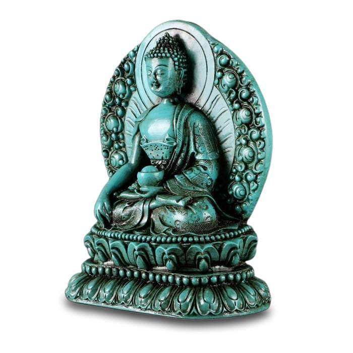 Statue Bouddha Moine Turquoise - Édition Signature