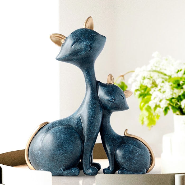 Statue Chat Mère & Fils — Édition Signature