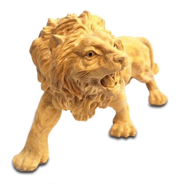 Statue Lion en Bois Premium