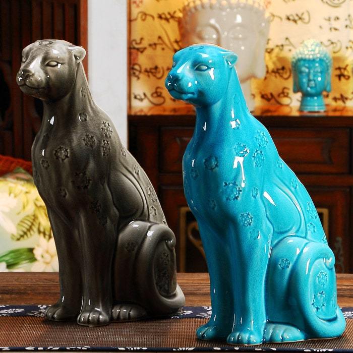 Statue Panthère Porcelaine — Édition Prestige
