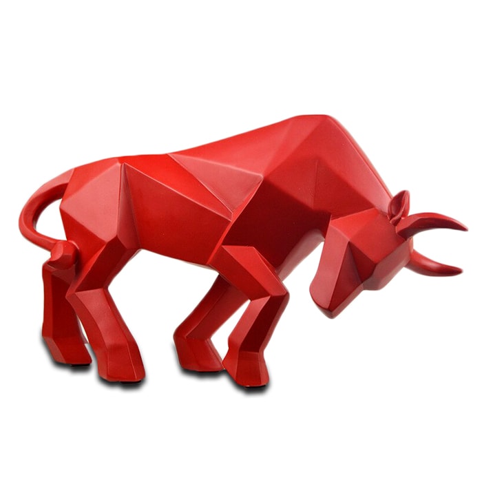 Statue Origami Taureau Rouge — Édition Premium