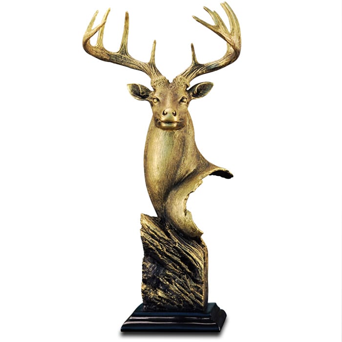 Statue Tête de Cerf en Résine — Édition Signature