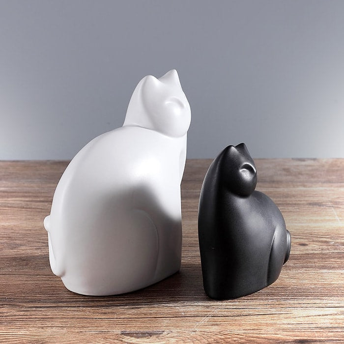 Statue Chat Noir & Blanc — Édition Prestige