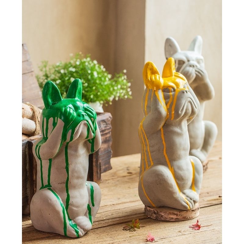 Statue Bouledogue – Édition Peinture Verte