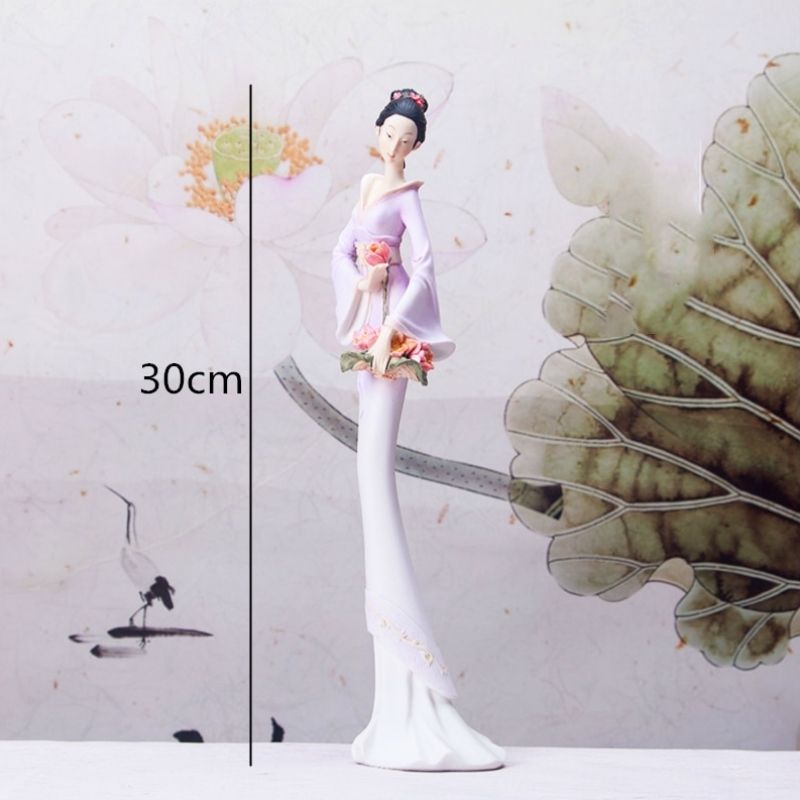 Geisha Blanc — Statue Japonaise Premium