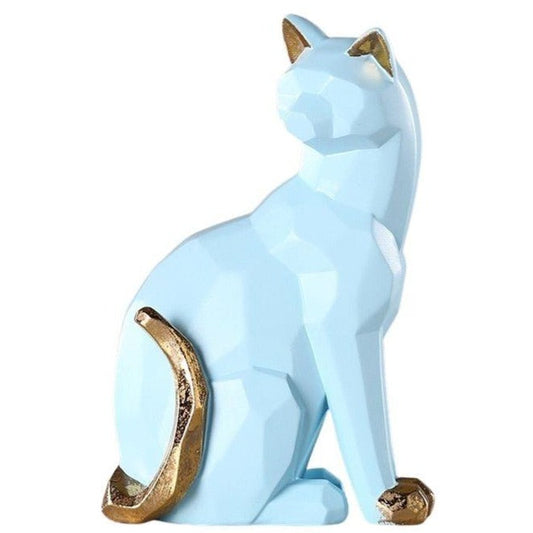 statue-chat-origami-bleu