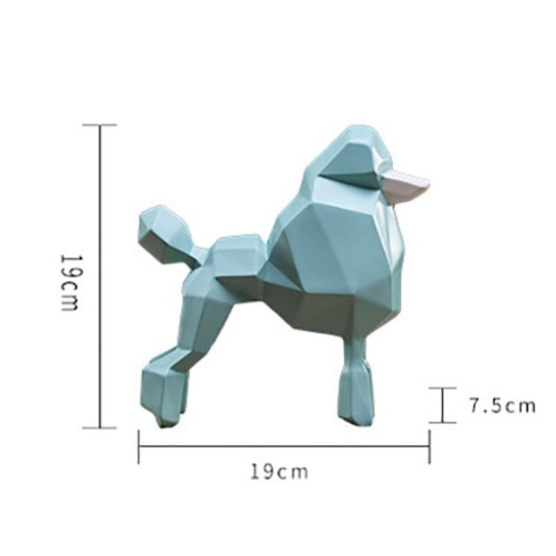 Statue Origami Caniche Bleu - Édition Signature