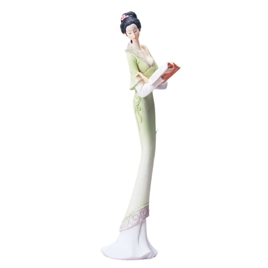 statue-japonaise-geisha-vert