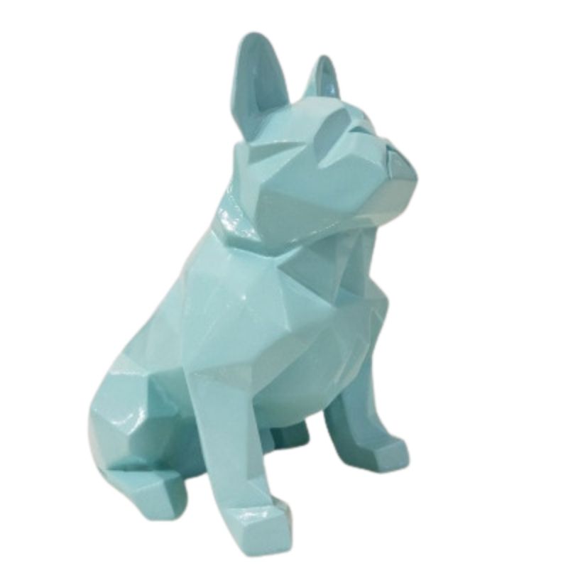 statue-bouledogue-origami-bleu