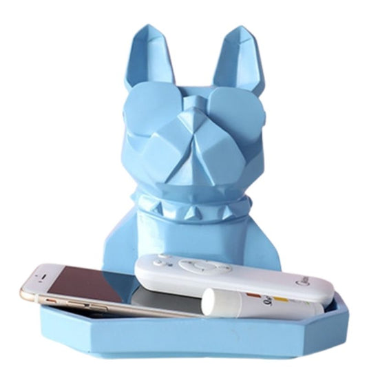 statue-chien-bouledogue-bleu