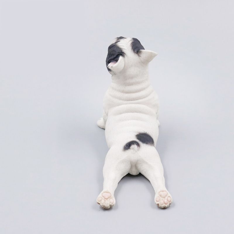 Statue Bouledogue Blanc Allongé — Édition Signature