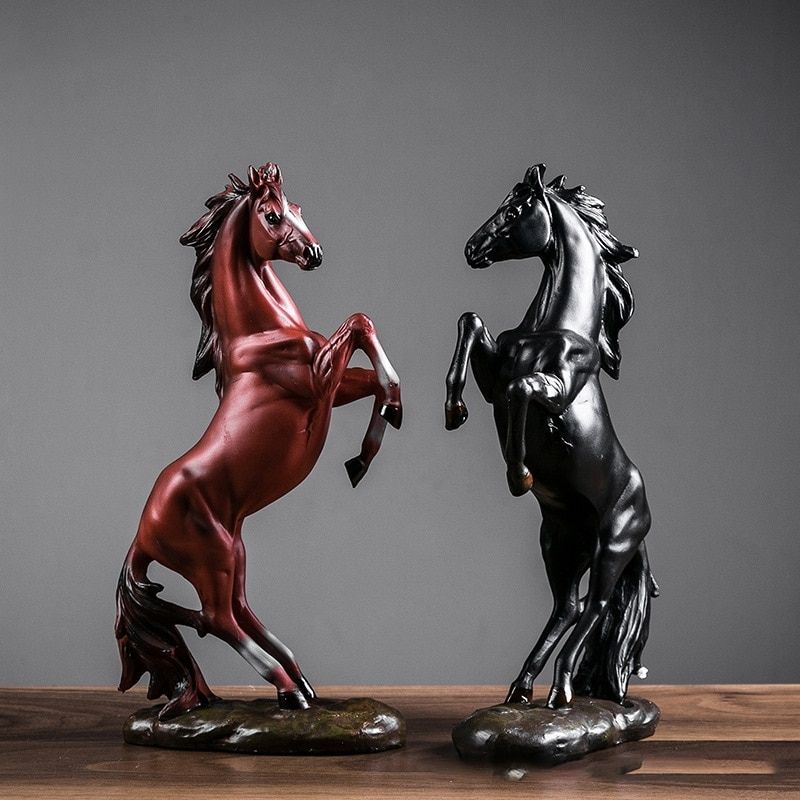 Statue Cheval - Patte en l'Air Noir - Collection Signature