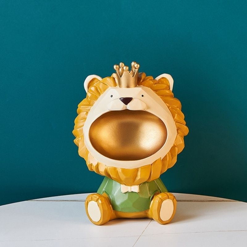 Statue Lion: Grosse Tête Verte