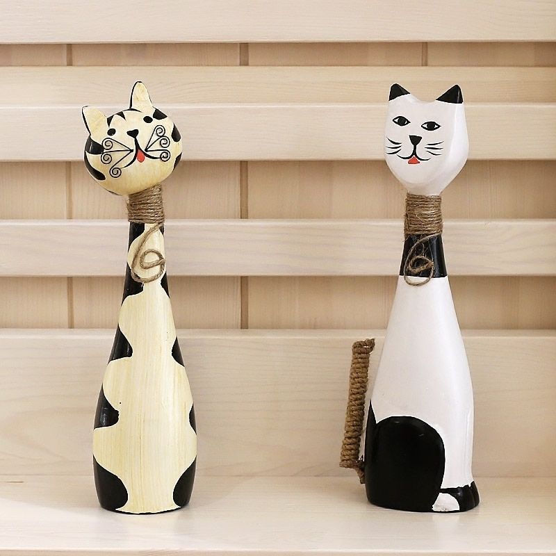 Statue Chat en Bois – Décoration Premium