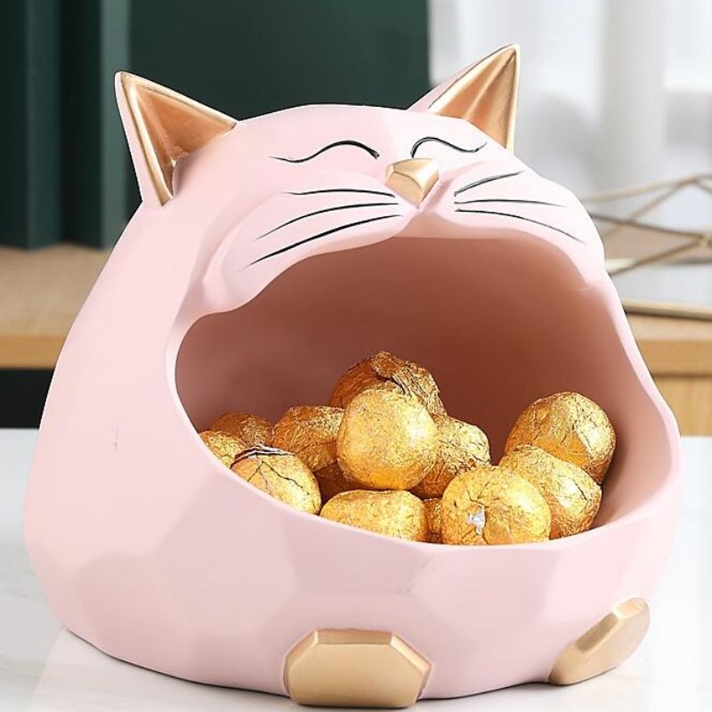 Chat Rose: Statue Tête Grosse — Édition Signature