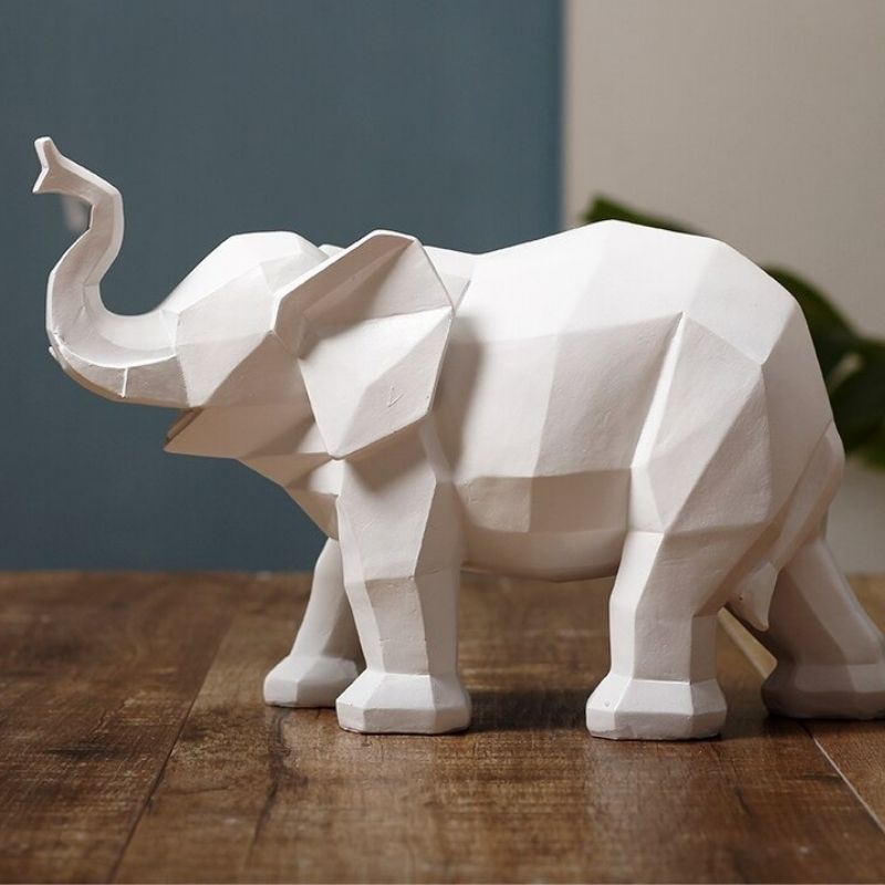 Statue Éléphant Blanc Origami — Édition Signature