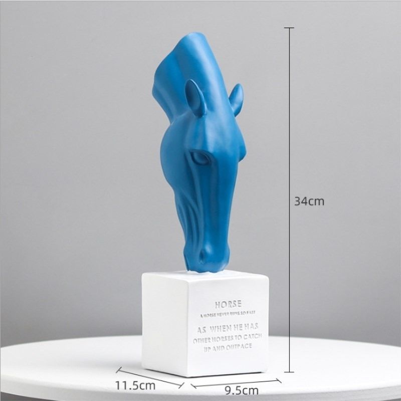 Statue Cheval Tête Bleue