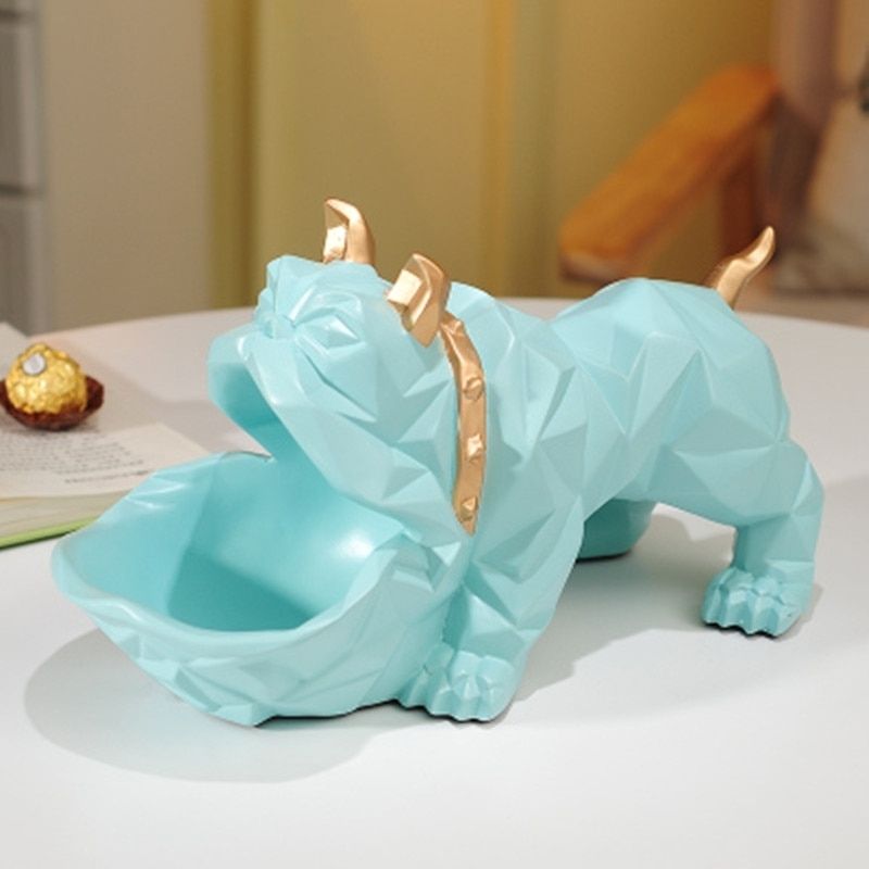 Statue Bouledogue Origami Vert — Édition Signature