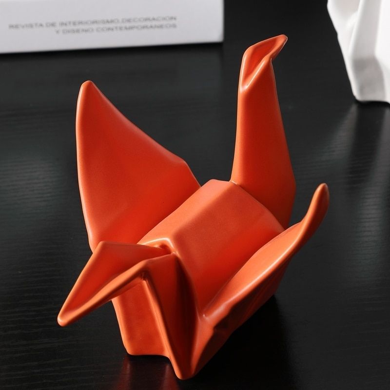 Statue Origami Cocotte Orange — Édition Signature