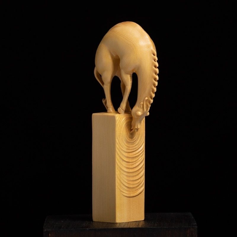 Statue Cheval Bois Massif — Édition Signature