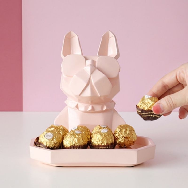 Statue Bouledogue Rose - Collection Prestige