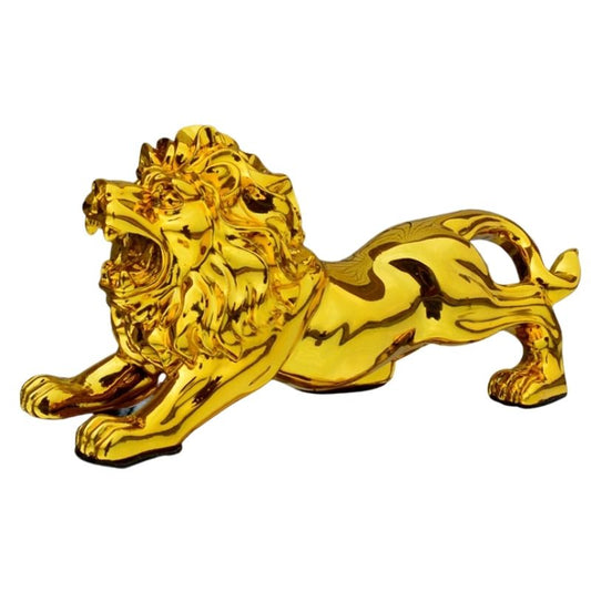 statue-lion-resine-or