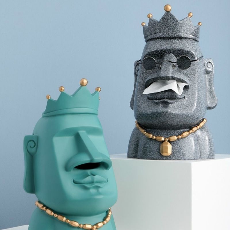 Statue Moaï Bleue — Édition Signature