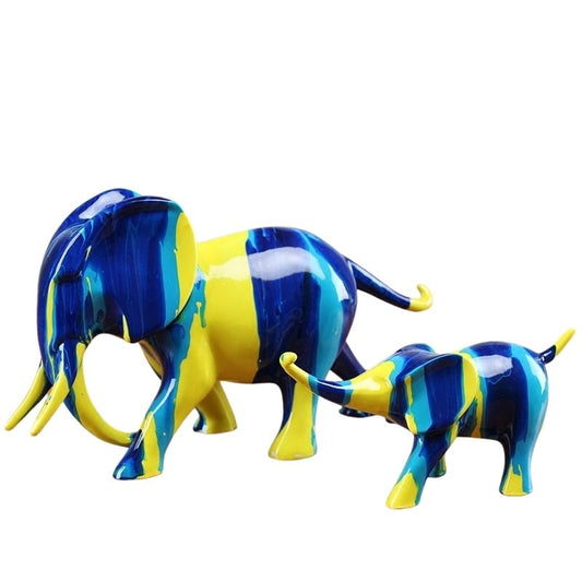 statue-elephant-bleu-et-jaune
