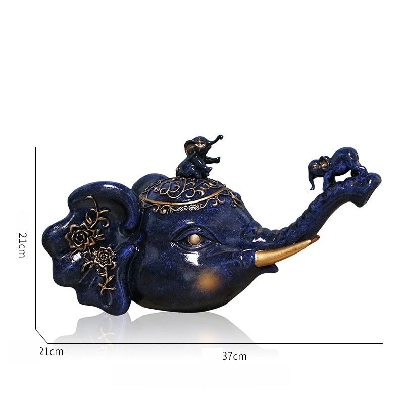 Statue Indienne Éléphant Bleu – Collection Premium