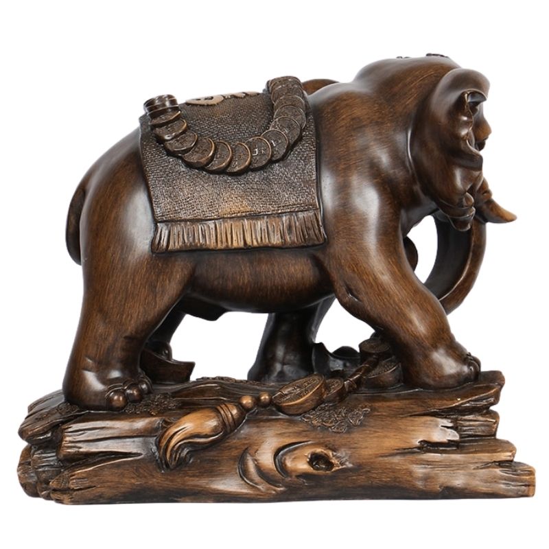 Statue Éléphant – Effet Bois Premium