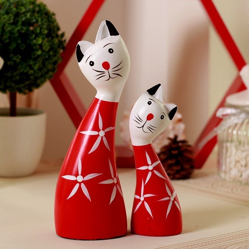 Statue Chat en Bois — Édition Artisanale