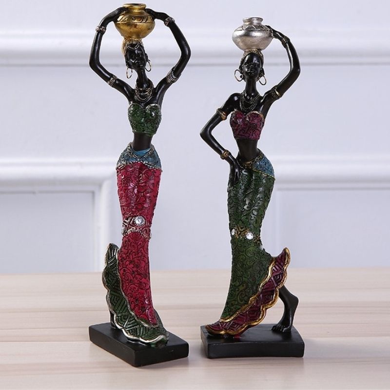 Statue Femme Africaine Multicolore — Édition Signature