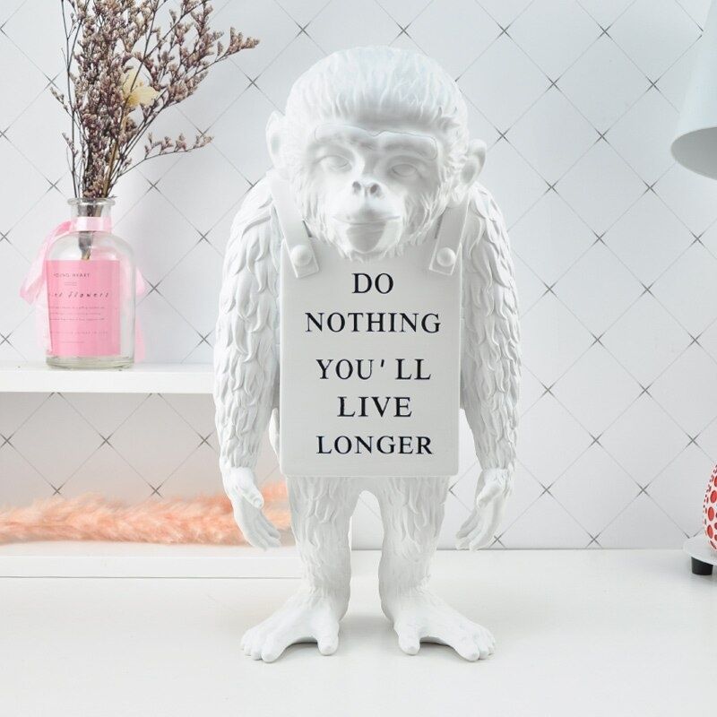 Statue Singe Déco Noire - Édition Luxe