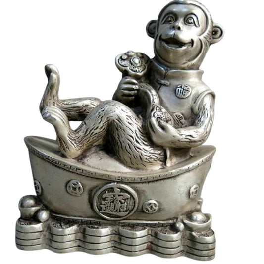 singe-statue-argent