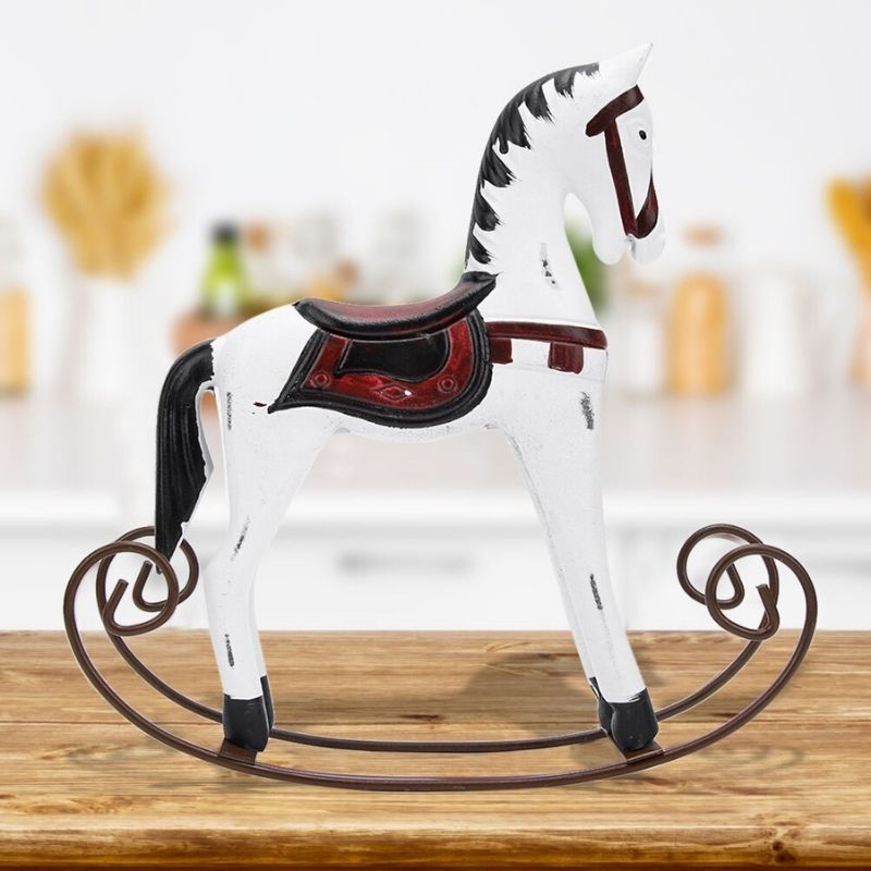 Statue Cheval en Bois Scandinave — Élégance Nordique