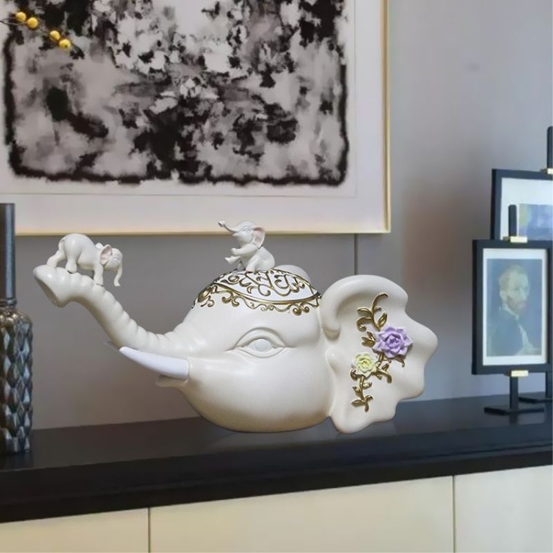 Statue Indienne Éléphant Blanc — Édition Signature