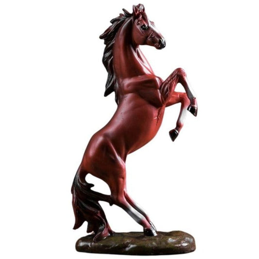 statue-cheval-patte-en-l-air-marron
