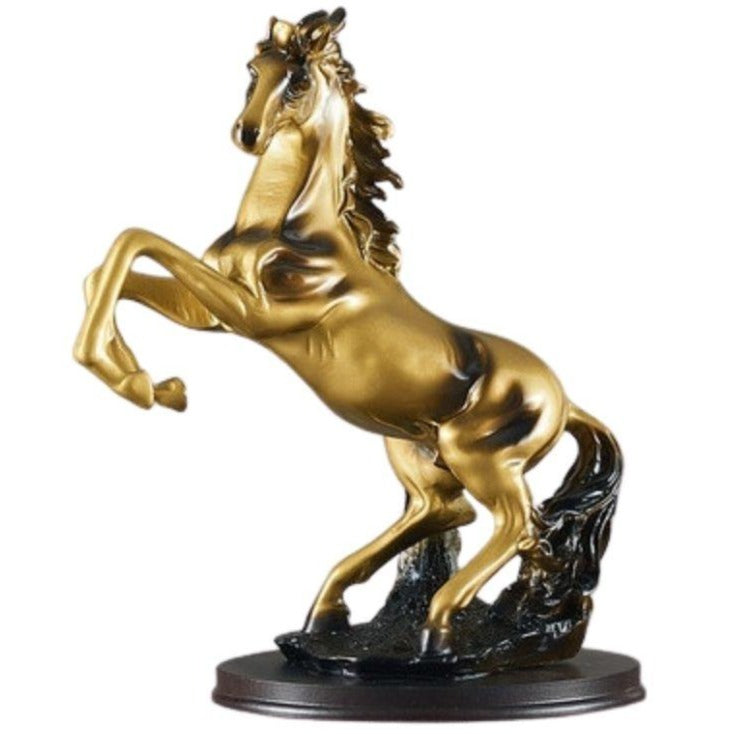statue-cheval-noir-et-or