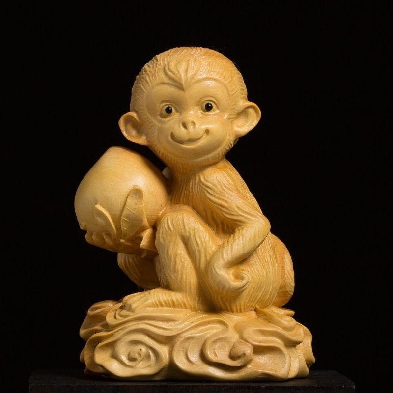 Statue Singe Bois – Déco Premium