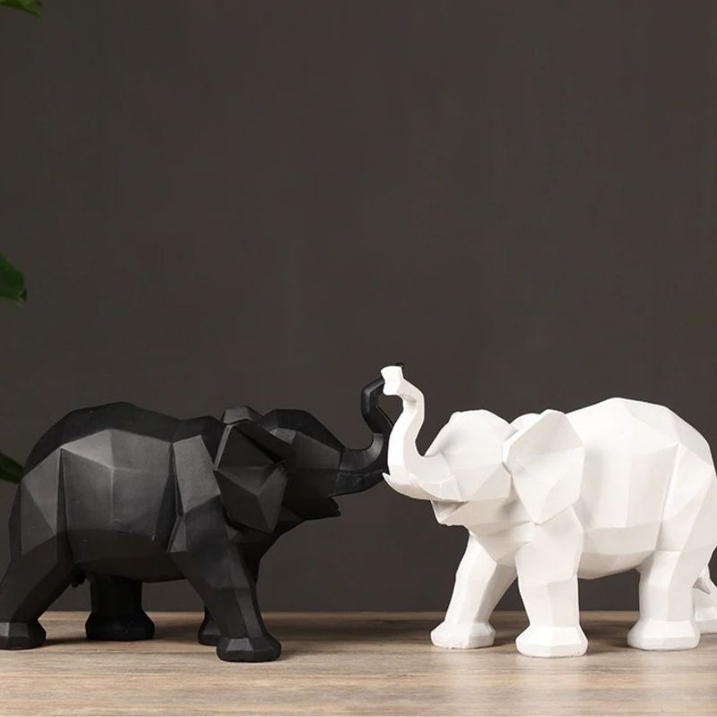 Statue Éléphant Blanc Origami — Édition Signature