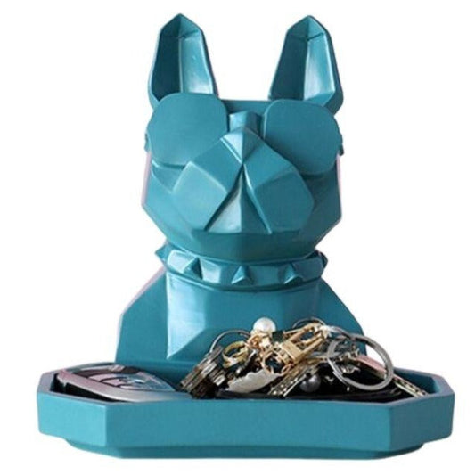 statue-chien-bouledogue-vert