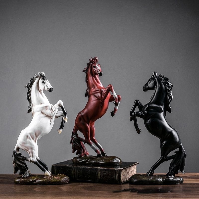 Statue Cheval - Patte en l'Air Noir - Collection Signature