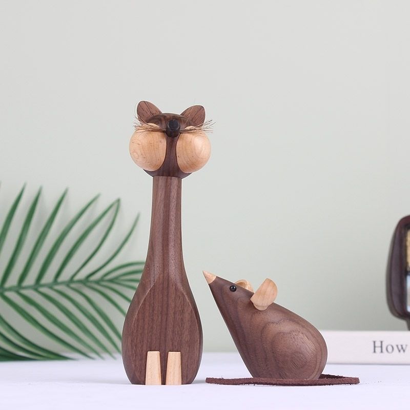 Statue en bois du chat — Édition Artisanale