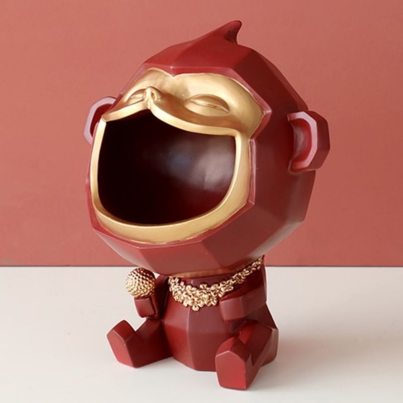 Statue Singe Design Rouge — Édition Signature