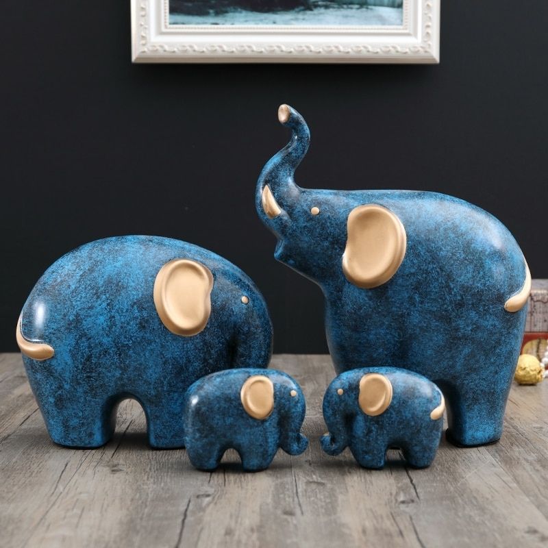 Statue Éléphant Famille — Collection Signature