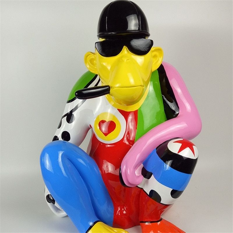 Statue Singe Moderne Colorée — Édition Signature